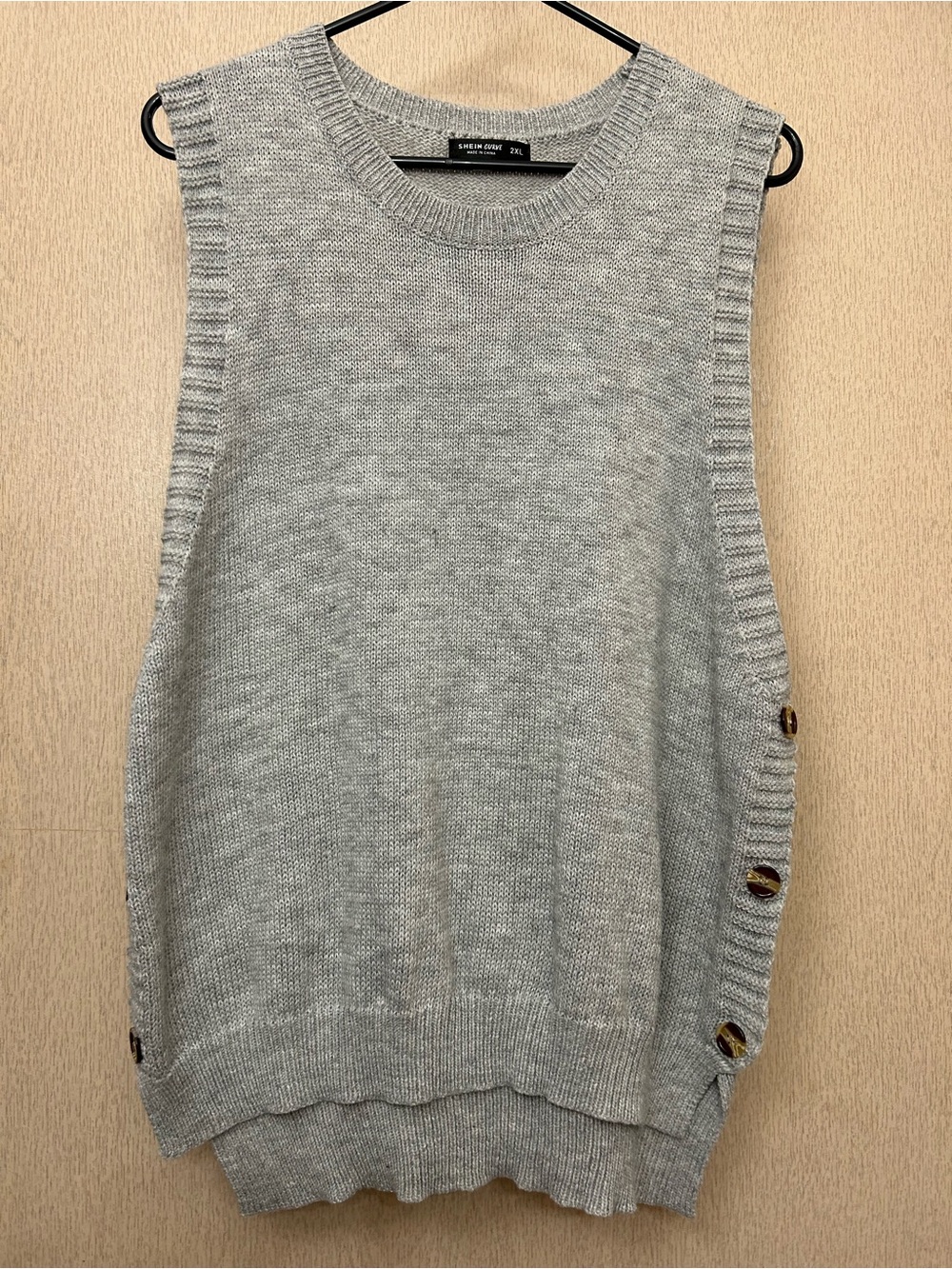 Shein Curve - Sweater Vest with Side Buttons - Size 2XL